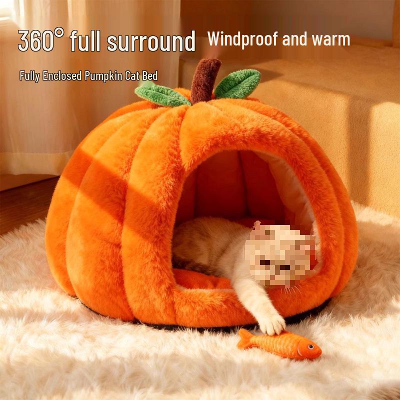 Pumpkin Nest Pet Bed: Cozy Winter Blanket for Cats, Dogs, Rabbits & Guinea Pigs