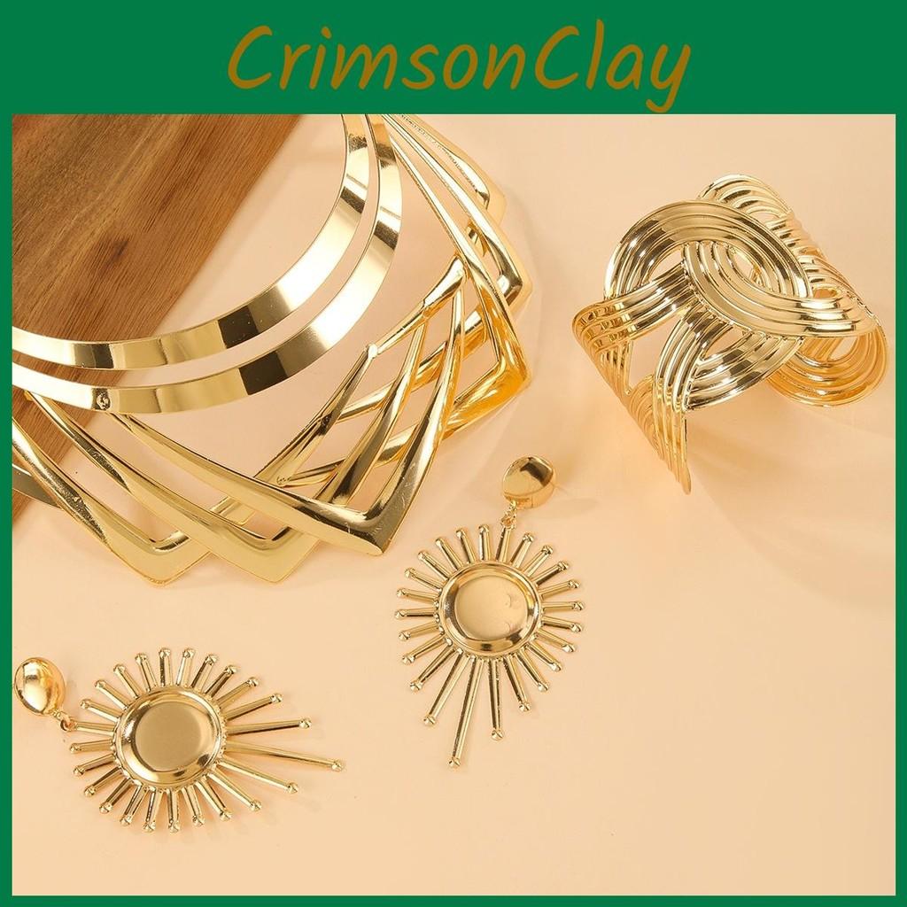 Summer Jewelry Stylish Set With Gold Finish Pendant Earrings Bracelets And Necklaces For All