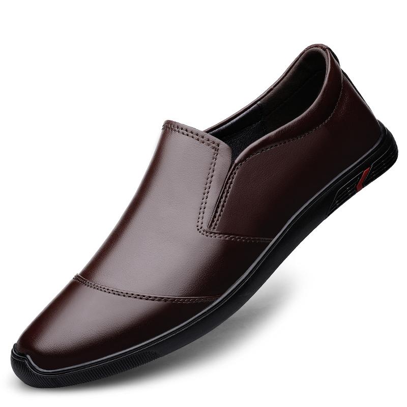 Summer Men 'S Genuine Leather Shoes Casual Slip On Soft Anti -Slip Rubber Loafers Shoes Men Business Office Driving Shoes Man