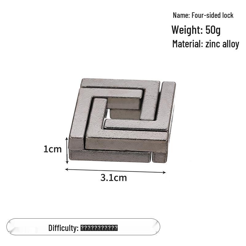 Zinc Alloy Kongming Puzzle Lock: Disentanglement Ring Educational Toy