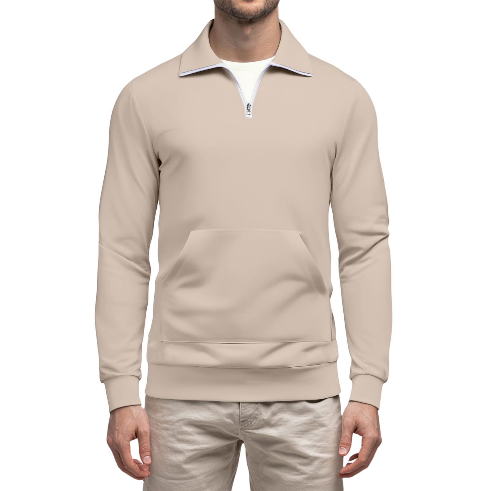 

Мужской повседневный свитшот с длинными рукавами, воротником на молнии до четверти. XXL хаки