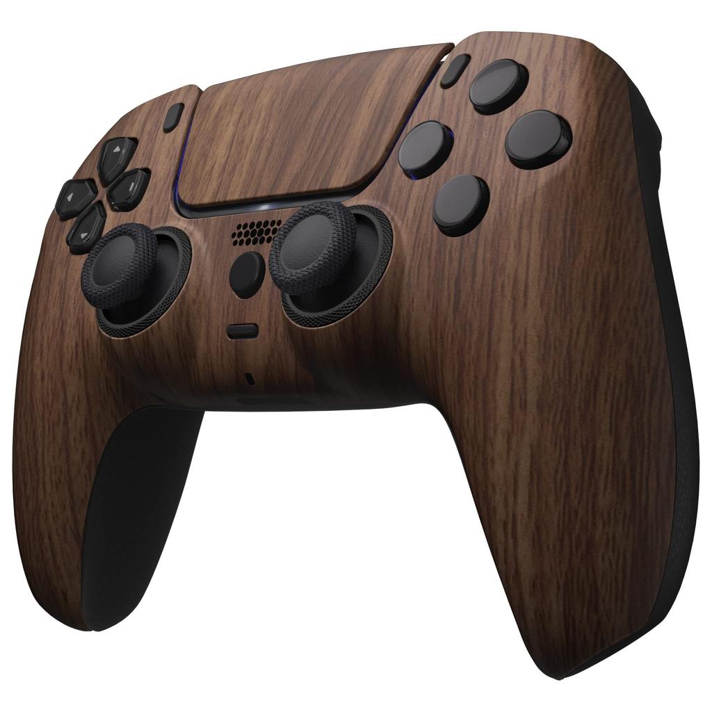 eXtremeRate LUNA PS5 Controller Replacement Front and DIY Replacement Housing Shell and Touchpad Cover with Wood Grain Design (BDM-010, BDM-020,