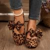 Fashion Square Toe Ballet Flats Women Buckle Casual Loafers Sweet Bow Comfortable Women's Shoes Autumn Leisure Leopard Women Flat Shoes