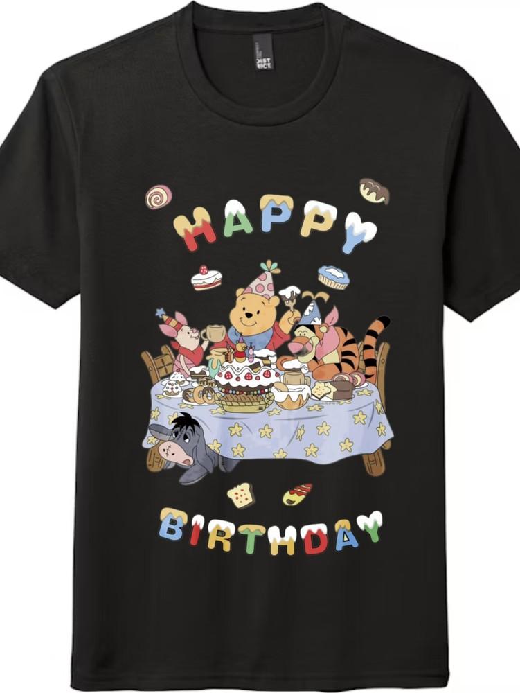 

Winnie The Pooh and Tigger Birthday Party Tee | Cartoon Short-sleeve Top Unisex 4XL