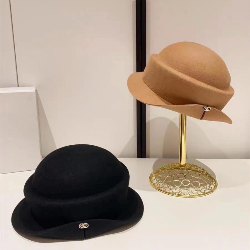 French Hepburn Style Flanged Hat Top Hat Children Autumn and Winter Bucket Hat Australian Wool Felt Hat Celebrity Style Top Hat Basin
