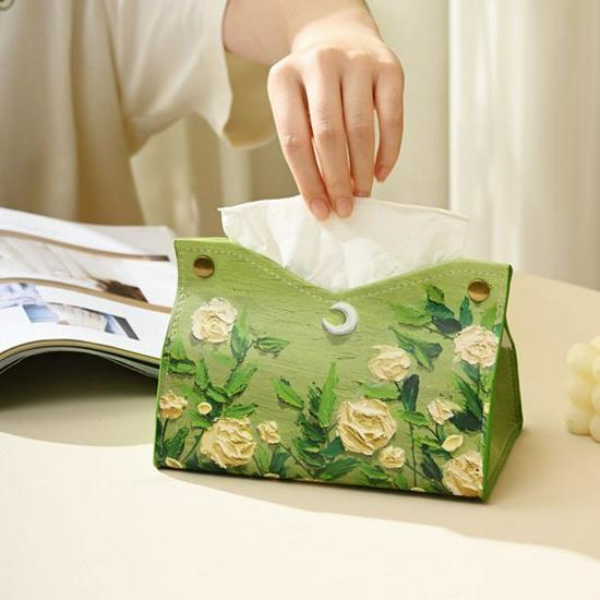 Van Gogh Oil Painting Style Luxury Tissue Box, Large Capacity for Creative Home Storage