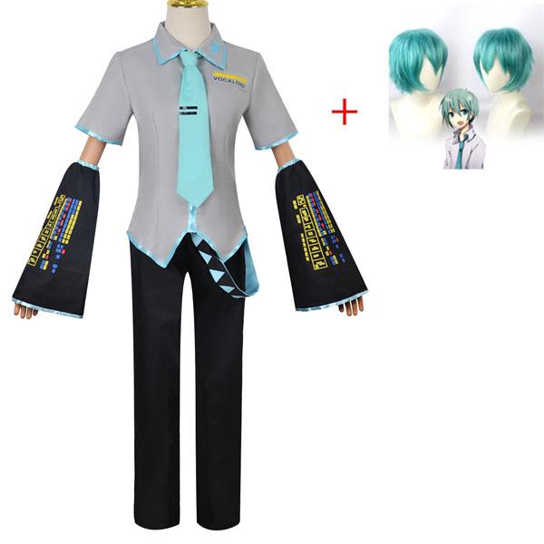 Anime Miku Cosplay Full Set Silver-Grey Patent Leather Fabric Costume Headwear Suit Outfit Jk Uniform Cosplay Halloween