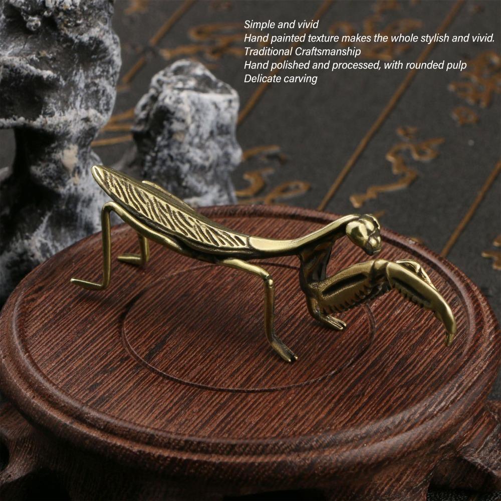 Brass Praying Mantis Figurine Solid Copper Praying Mantis Sculpture Easter Art Collectible