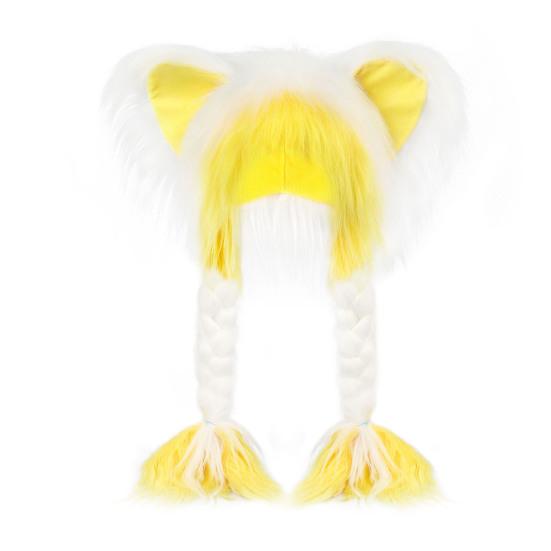 Cat Ear Hat with Braids Double-Layer Ears Decor Soft Plush Anime Cosplay Hat