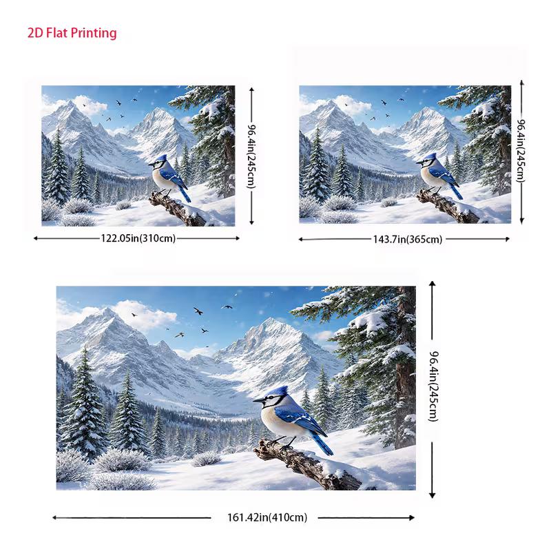 2D Snowy Mountain Forest Background Cloth for Party Decoration