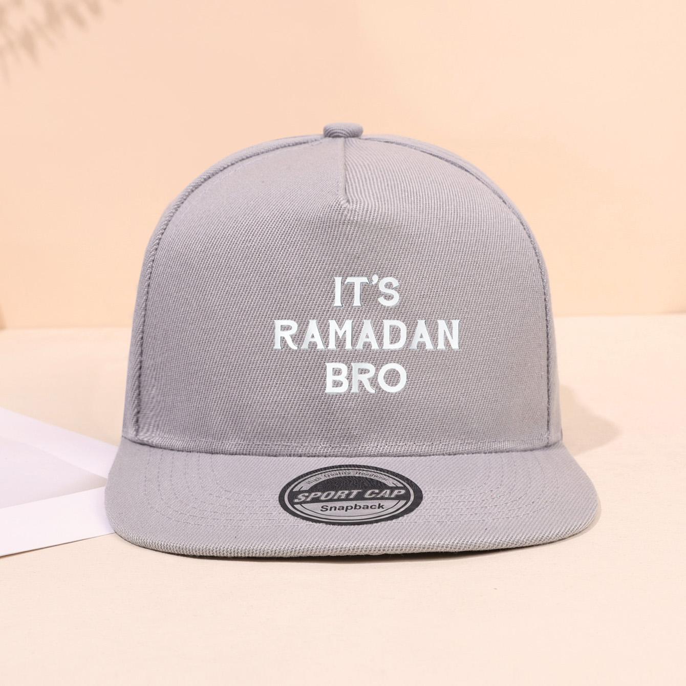 

1 red IT S RAMADAN BRO explosion scene flat edged hat! Breathable and not stuffy, must be worn on the street during Ramadan сірий