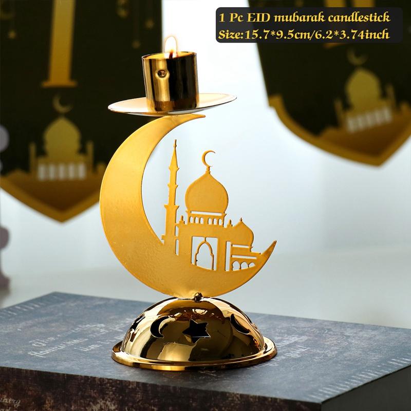 Candlestick EID Mubarak Ramadan Decoration For Home Eid Mubarak Islamic Muslim Party Supplies Ramadan Kareem Eid Al Adha Decor