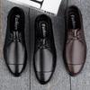 Spring & Autumn Men's Height Increasing Genuine Leather Lace-up Casual Shoes - Soft Sole, Large Size