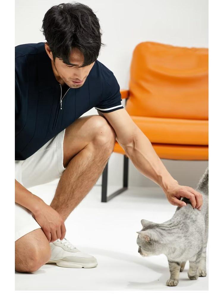 Men's Short-Sleeve Polo Shirt: Youthful, Fashionable, Japanese-Style Summer 2023 Design