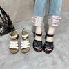 Open-toed sandals women's summer new Roman sandals thick-heeled high-heeled woven sandals word-for-word with empty women's shoes