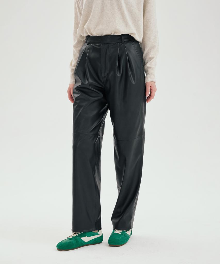 PINBLACK Double-Pleat Baggy Leather Pants