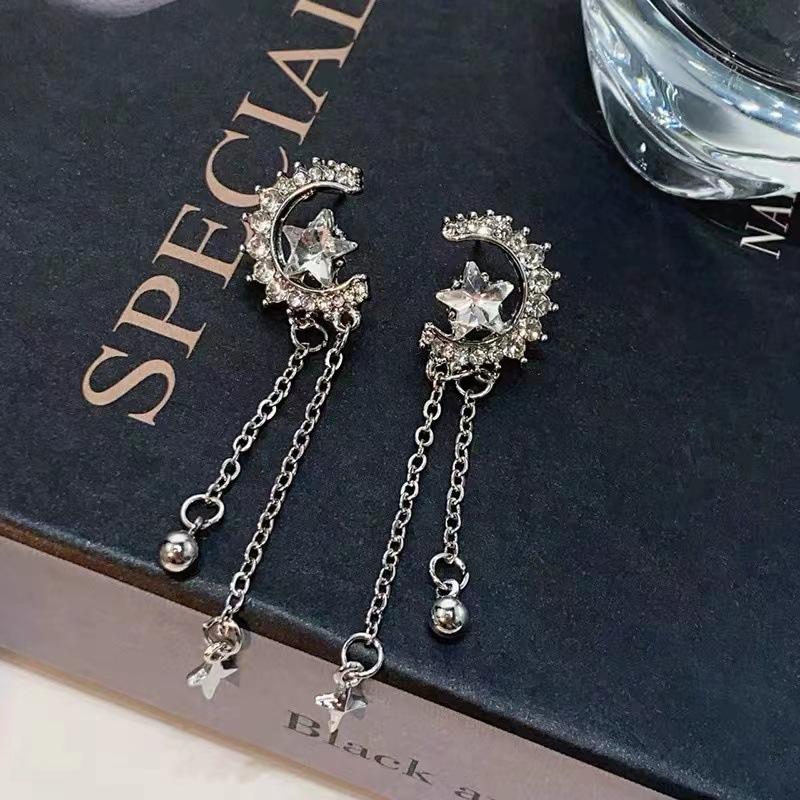 

Длинные серьги-кисточки в виде звезд и луны, классный стиль, легкая роскошь, серьги-ниши, уникальный дизайн, высококачественные, универсальные серьги