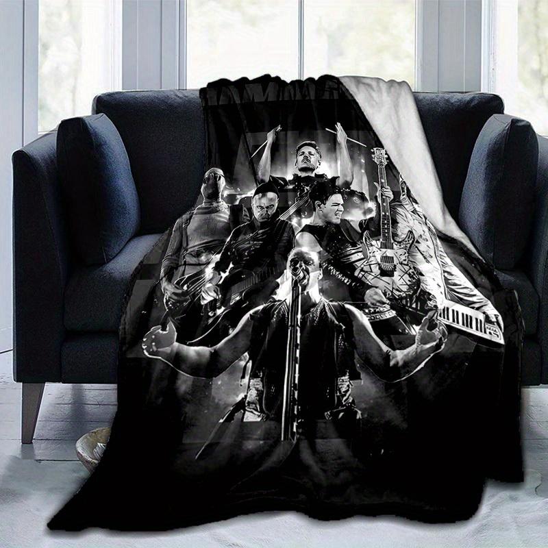 1pc Rammstein-Inspired Home Decor: Cozy Flannel Blanket, Perfect Gift for Bedroom, Living Room, Travel, Camping, Car, Beach, Office Naps, Ideal Sofa T
