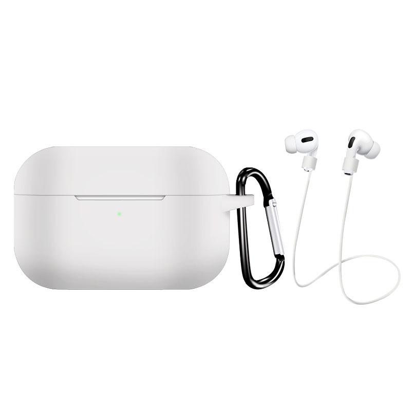 Earphone Protective Case for AirPods Pro Soft Silicone Shell+Ring Holder+Anti-drop Rope Extra