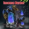 Dragon Backflow Incense Burner Ceramic Waterfall Incense Holder Censer with Cones Aromatherapy Home Decoration
