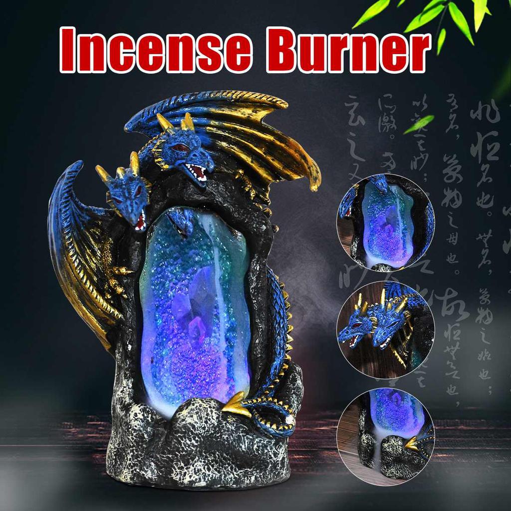 Dragon Backflow Incense Burner Ceramic Waterfall Incense Holder Censer with Cones Aromatherapy Home Decoration
