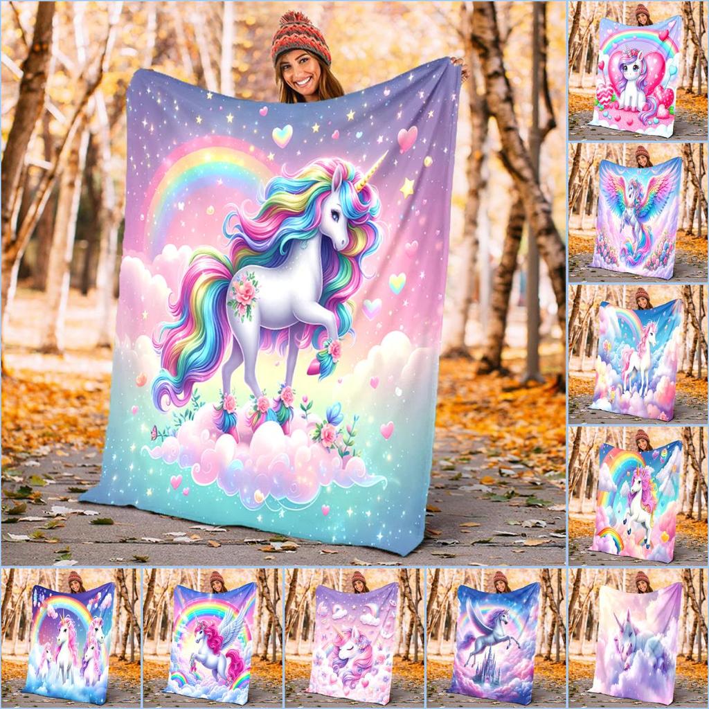 1PC Unicorn on the Clouds blanket, al season lightweigh Poster blanket home office outdoor nap multifunc Poster blanketional blanket