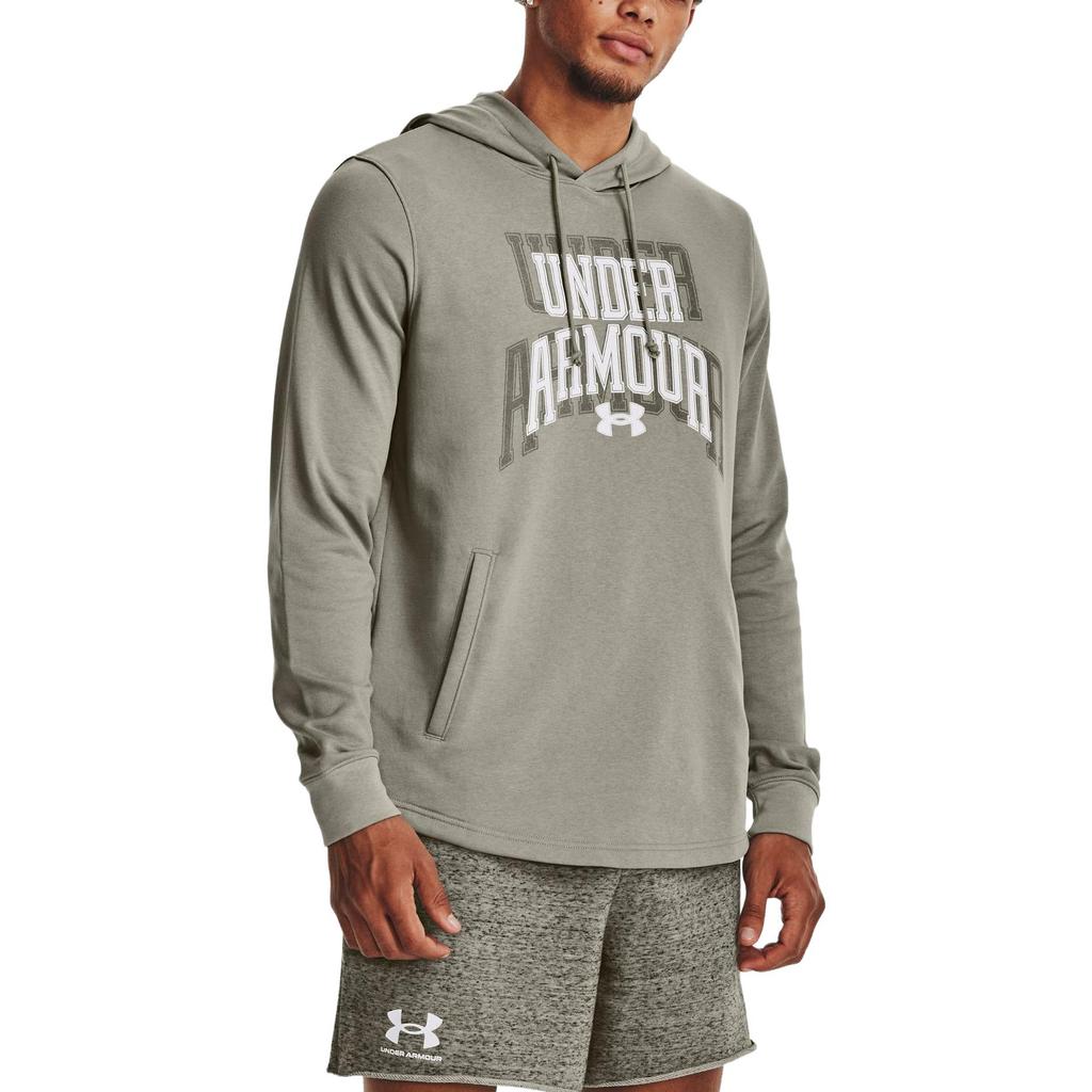 Under Armour American Vintage Letter Hooded Pocket Long Sleeve Sweatshirt Men sweatshirt Gray 1379766-504