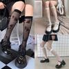 Summer Thin Stockings Transparent Women'S Breathable Versatile Diamond Mid-Tube Socks Black Silk Knee Socks Thin Jk Calf Socks