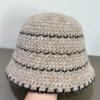 Autumn and Winter Knitted Bucket Hat Retro Striped Knitted Hat Women's Bucket Hat Basin Hat