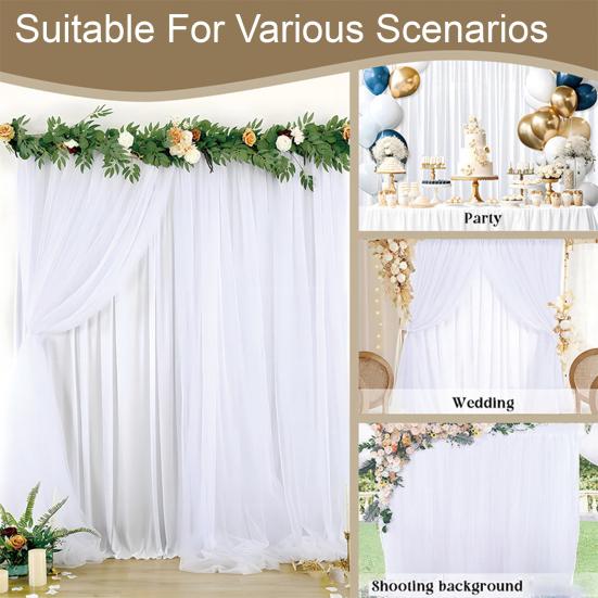 White Sheer Wedding Drape Gauze Arch Draping Fabric Champagne Drapes Backdrop Curtain Outdoor Drapery Panel for Wedding Ceremony Bridal