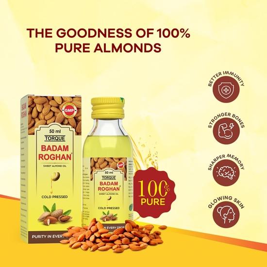 Torque's Badam Roghan Oil | Badam Rogan Oil- 2×50ML (Pack of 2)