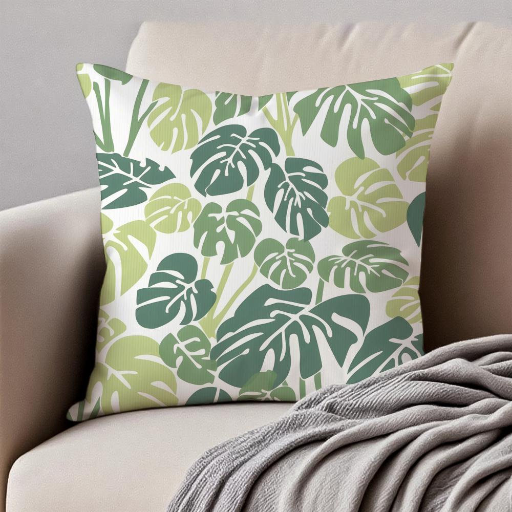Modern style Leaf Cushion Cover Pillowcase Antidustmite Invisible Zipper Short Plush Sofa Cushion