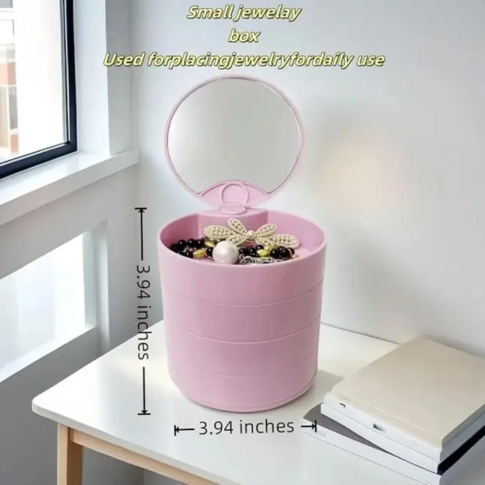 360 ° Rotating Jewelry Box Standing Holder Multi-layer Classified Dustproof and Moisture-proof Compartment Design Storage Box