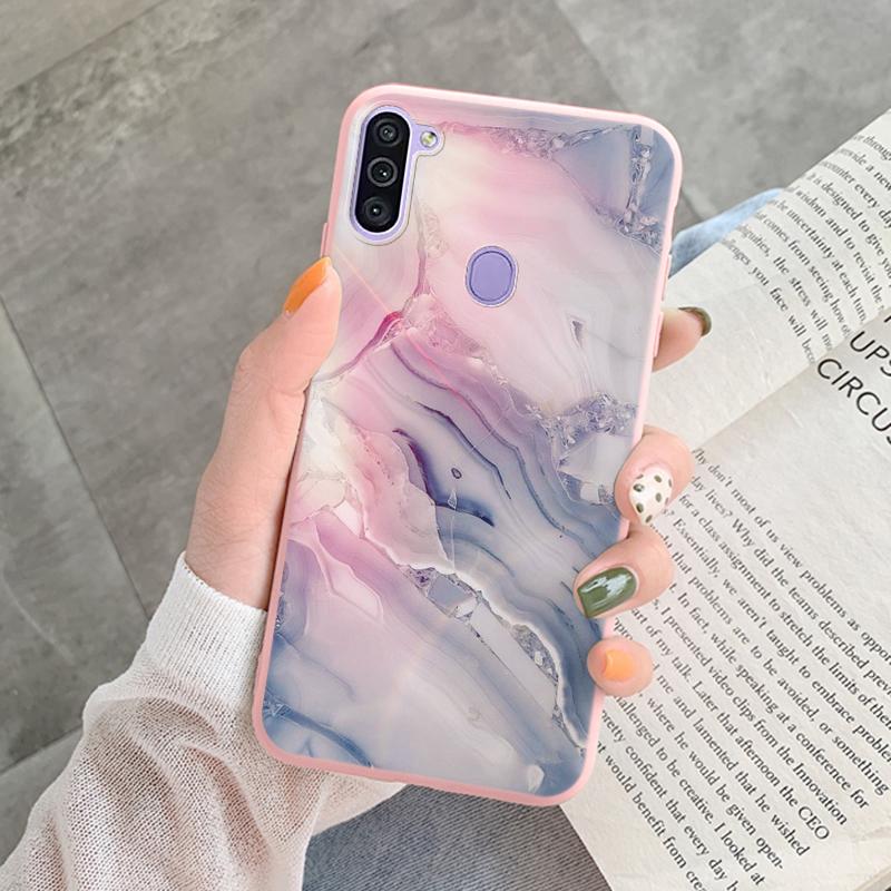 Marble Pattern Phone Case For Samsung Galaxy A11 A 11 M11 Protective Cover Case Pink Silicone Soft Funda For Samsung M14 M15 M23