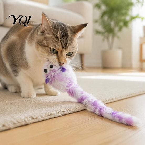 Mental Stimulation for Cats Plush Mouse Cat Toy with Catnip, Long Tail Rat Chew Toy, Natural Catnip Stuffed Indoor Kittens Biting Hunting Instinct