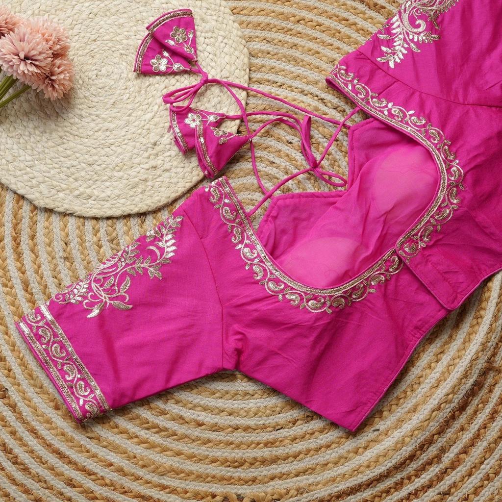 Pink Embroidery Women's Party Wear Choli Bollywood Beautiful Stitched Blouse
