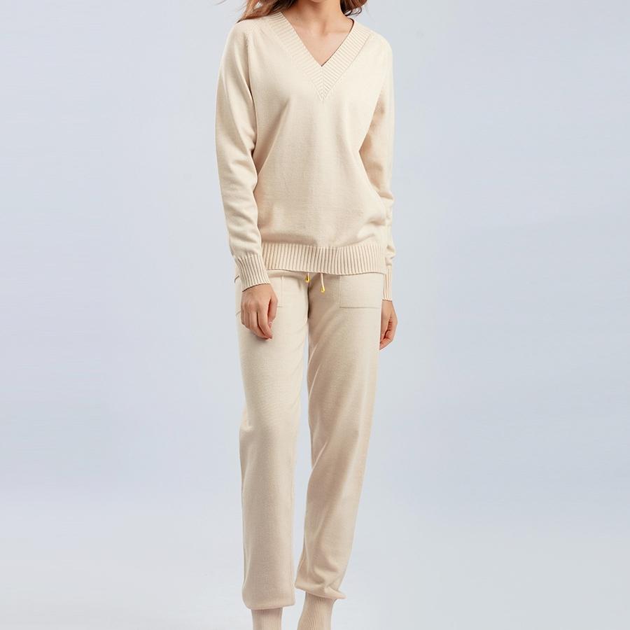 IHUASU Autumn and Winter Sweater and Harem Pants Set, Russian Casual Sweater and Pullover Two-piece Set