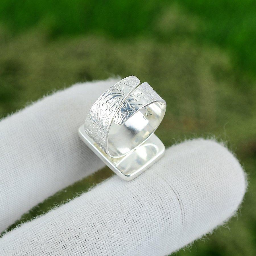 Geschenk für Frauen Versprechen Verstellbarer Ring 925 Silber Natürlicher Prehnit Roh