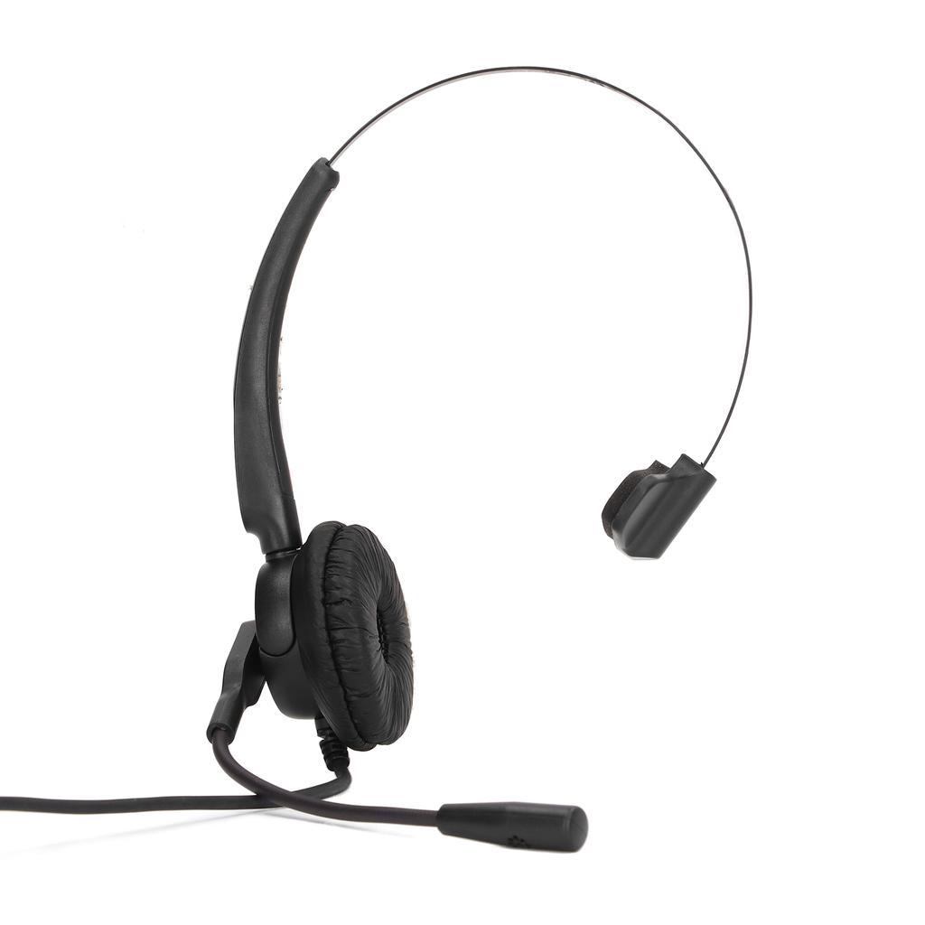 RJ9 Telephone Headset Noise Canceling Single Sided Spring Wire Headphone with Mic for Office Call Center Wired Telephone Headset
