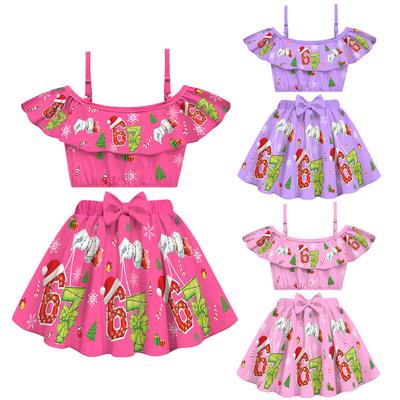 20761 Kids Girls Steal a Brainrot 67 Print Swimsuit Swimwear Top Skirt Sets