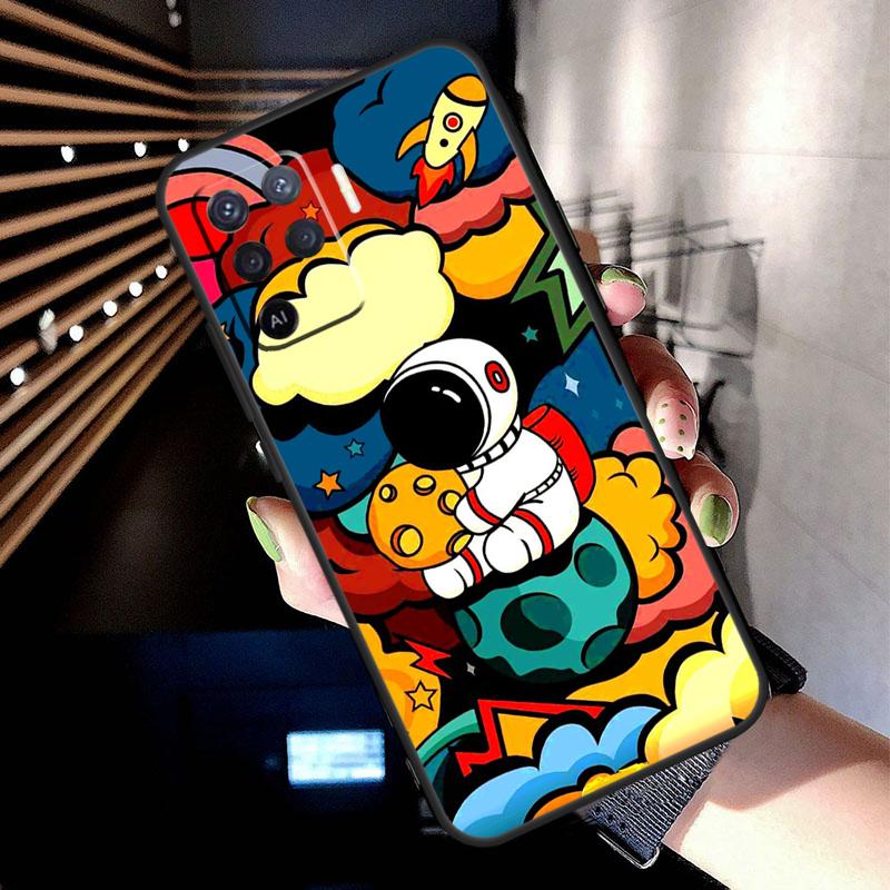 Star Astronaut Cute Case For Oppo A5 Pro A15 A17 A57 A77 A18 A38 A58 A78 A98 A94 A74 A54 A16 A76 A96 A40 A60 A80