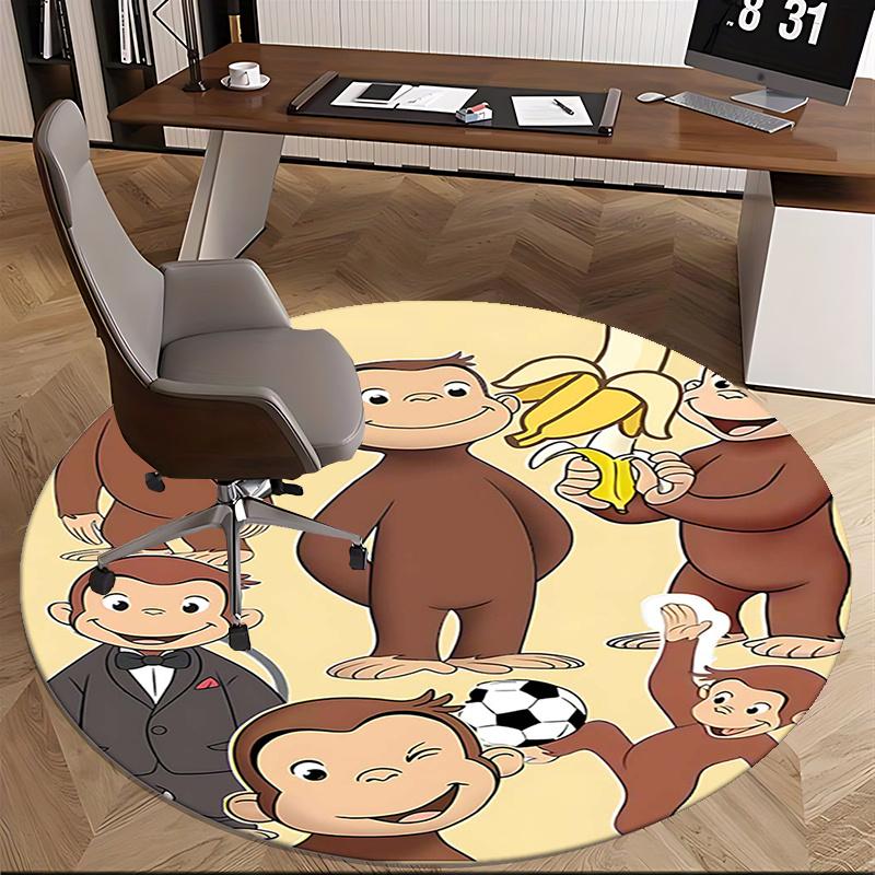 Curious George,Monkey Adventure Chair mat Round Rug Office carpet, Non slip, Suitable for Living Rooms, Bedrooms Decor 1205526a