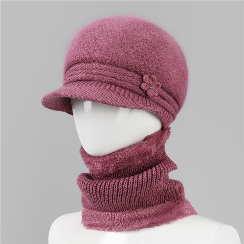Wool Hat Women'S Season Velvet Warm Rabbit Hair Mother Hat Ear Protection Cold Foreign Gas Knitted Hat