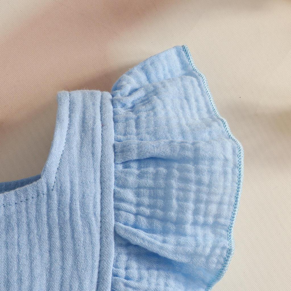 Set Vestito con Maniche a Volant Loto Estivo e Fascia con Mutandine per Neonate 0-1 Anno