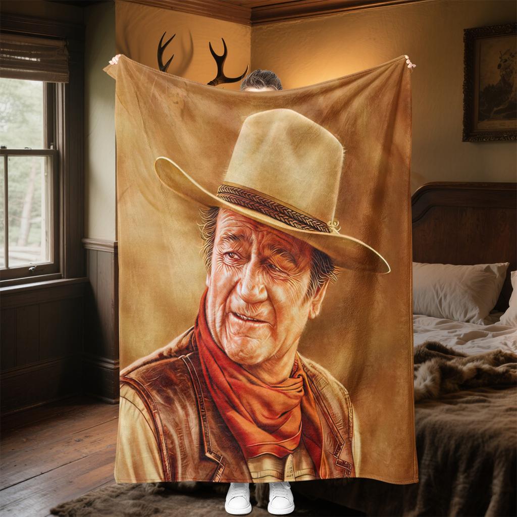 John Wayne Western Cowboy Blanket Soft Comfortable All Seasons Perfect Sofa Office Nap Travel Festive Gift