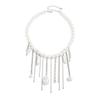Ingemark Elegant Trendy Imitation Pearls Choker Necklace Women Vintage Silver Color Tassel Pendant Chain Wed Bridal Jewelry Gift