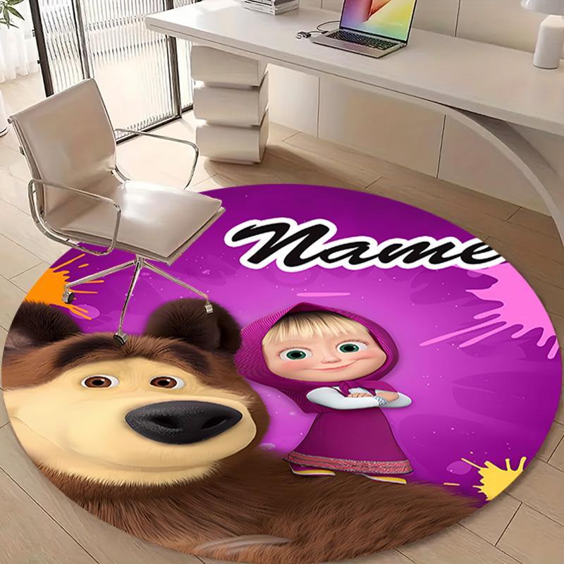 Personalized M-Masha and the Bear Round Chair Office Rug - Perfect for Mat, Office Chair & More - Ideal Gift for Birthdays and Holidays