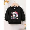 European Sizes Cute Panda Print Kids'  Thin Round-Neck Sweatshirt, Comfortable And Easy Design for 0-3 Years Old, Suitable for Outdoor Wear