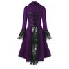 Women Vintage Long-sleeved Waist Back Bandage Lace Stitching Jacket OverCoat