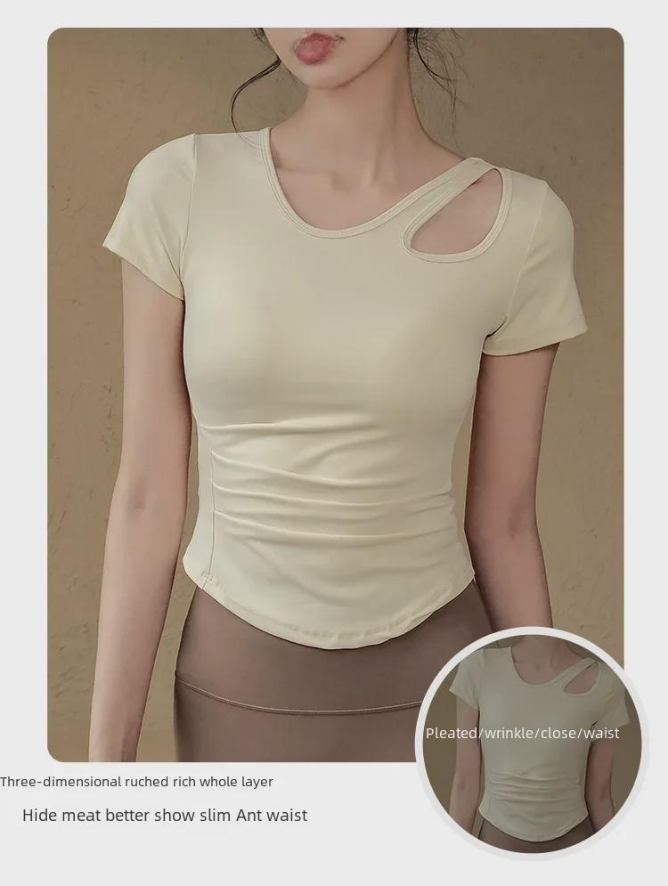 Women's Summer Yoga & Pilates Fitness T-Shirt - Slim Fit, Short-Sleeved, Professional Sportswear.